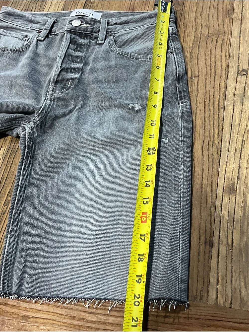 Etica Grey Brandy Long Short High-Rise Denim Bermuda Shorts Size 25 EUC